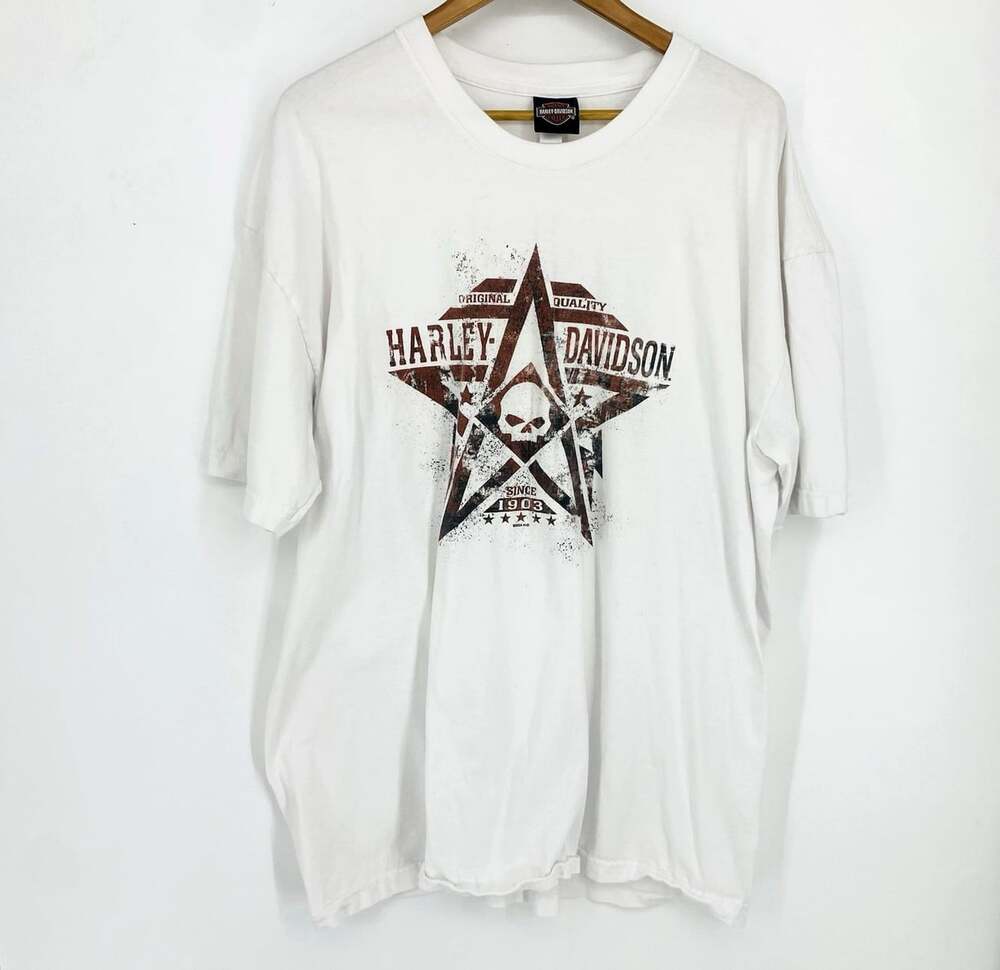 Harley Davidson Mens 3XL White T Shirt Lone Wolf Spokane WA Wolf Skull Graphic